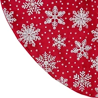 20" Red & White Snowflakes with Silver Glitter Mini Tree Skirt