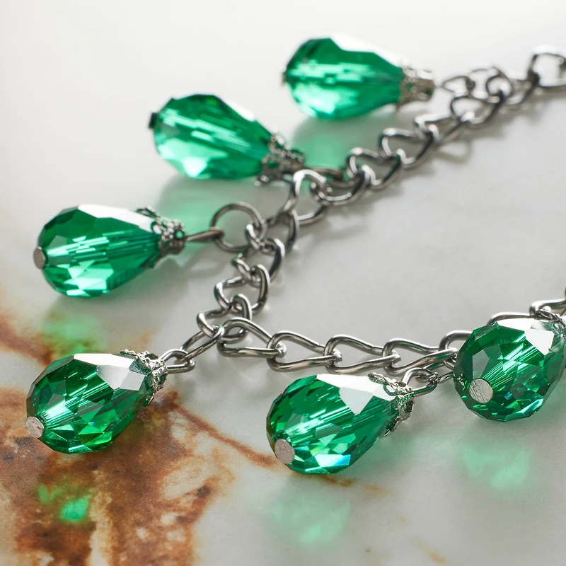 12 Pack: Aqua Teardrop Glass Beads Chain by Bead Landing™