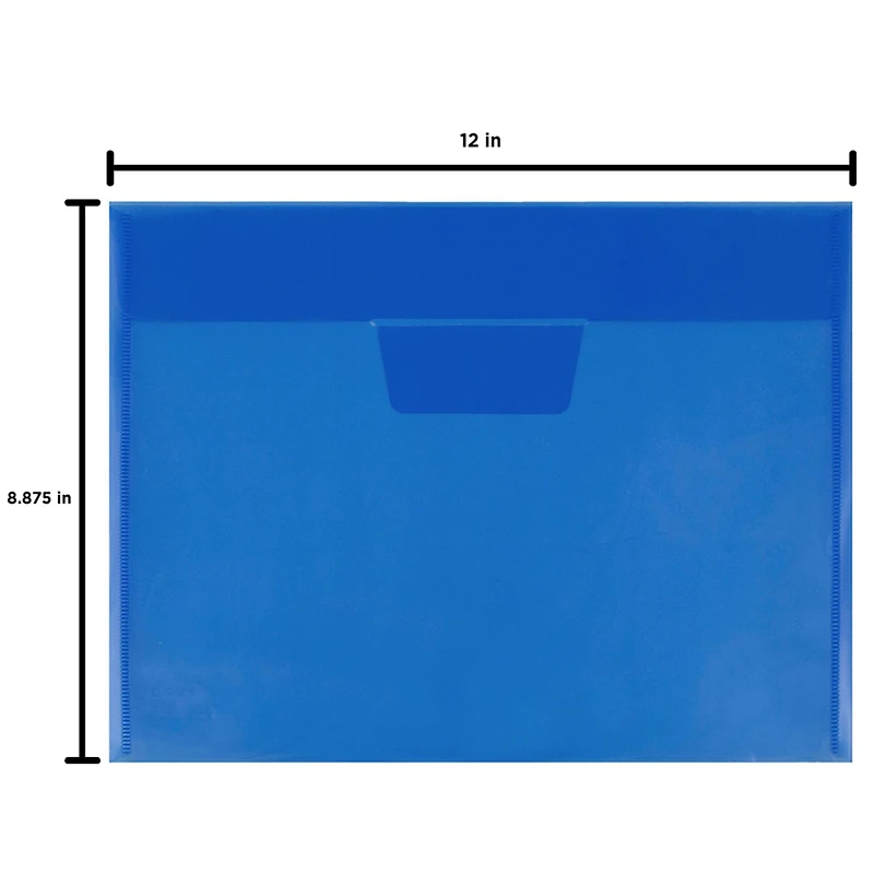 JAM Paper Blue Plastic Tuck Flap Closure 8.875" x 12" Envelopes, 12ct.