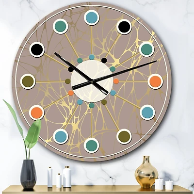 Designart 'Golden Marble Design Ii Mid-Century Modern Wall Clock