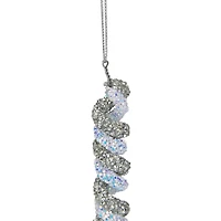 Glitter Spiral Twist Icicle Christmas Ornament - 7" - Silver and Blue