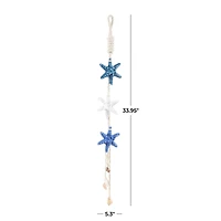 Starfish Handmade Home Wall Decor with White Hanging Rope & Seashell Accents