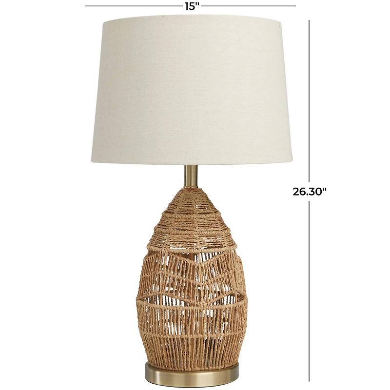 Brown Wicker Handmade Woven Table Lamp
