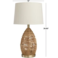 Brown Wicker Handmade Woven Table Lamp