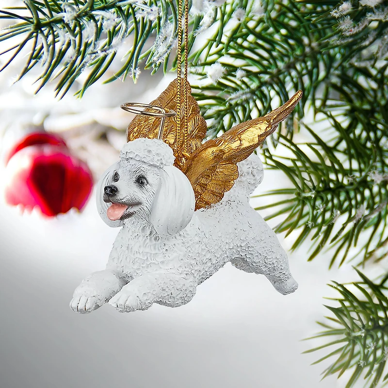 Design Toscano Honor the Pooch White Poodle Dog Angel Ornament