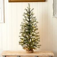 3ft. Pre-Lit Artificial Christmas Tree in Burlap Base, Clear LED Lights