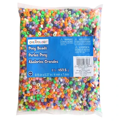12 Pack: 1lb. Opaque Pony Beads by Creatology™, 4mm x 7mm
