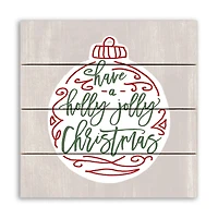 Holly Jolly Christmas Script 11.75" x 11.75" Pallet Wood Wall Art