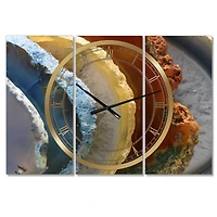 Designart Fashion Mineral Slice XV 3 Panel Large Wall Clock