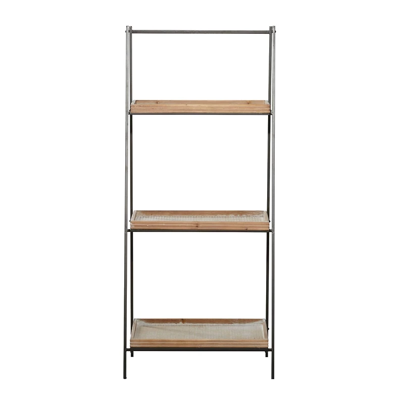 Brown Wood Industrial Wall Shelving Unit, 47 " x 21 " x 12 "