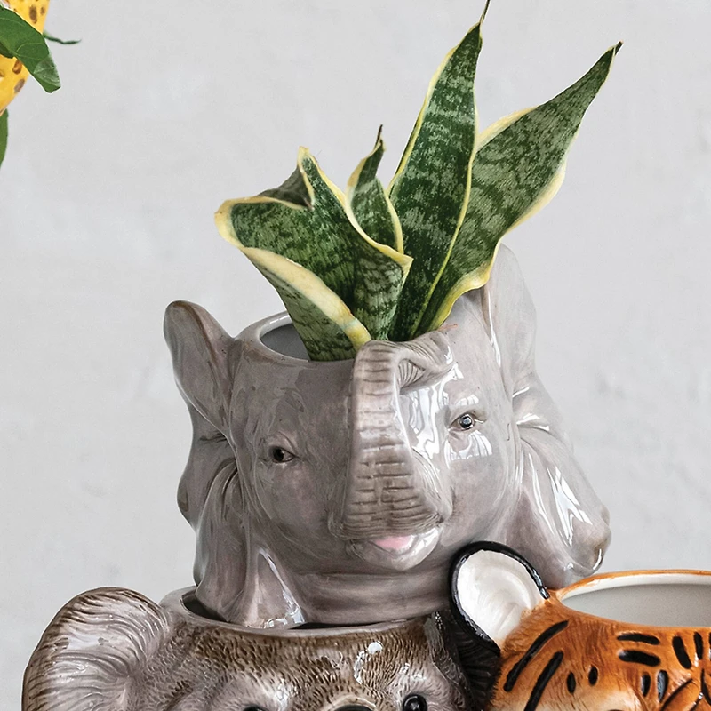 Hello Honey® 6.75" Round Ceramic Elephant Head Planter