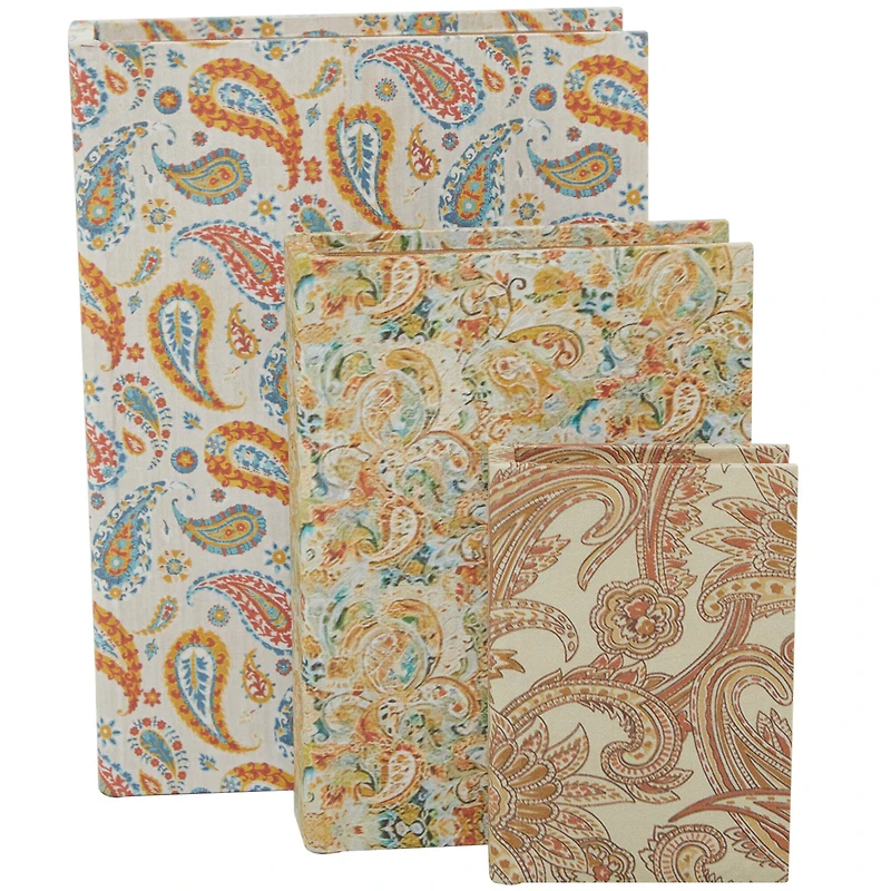 Paisley Canvas Faux Book Box Set