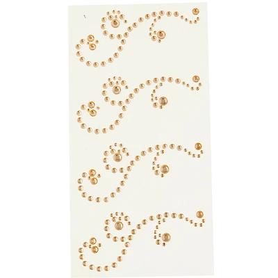 12 Packs: 4 ct. (48 total) Gold Rhinestone Flourish Stickers by Recollections™