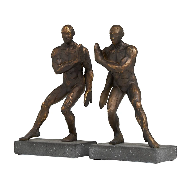 9.75" Modern Polystone Leaning Men Bookends, 2ct.
