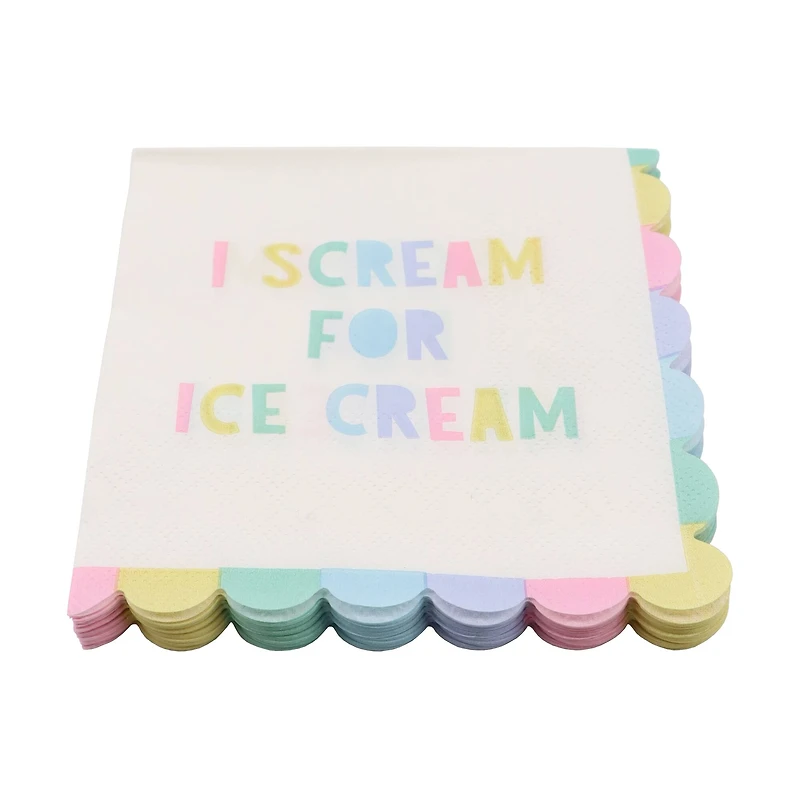 24 Packs: 20 ct. (480 total) Scream for Ice Cream Paper Beverage Napkins by Celebrate It™