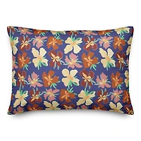 20" Navy Abstract Floral Pattern Spun Poly Pillow
