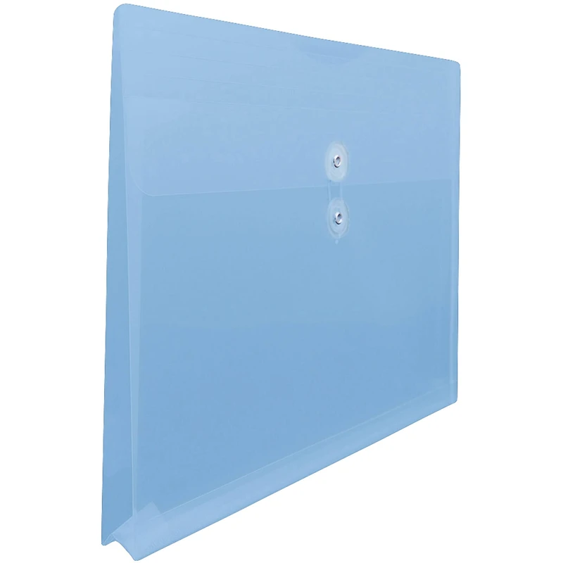 JAM Paper 12" x 18" Blue Button & String Tie Closure Plastic Envelopes, 12ct.