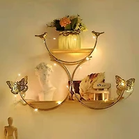 NEX™ Gold Iron Butterfly Models 2-Tier Floating Wall Shelf