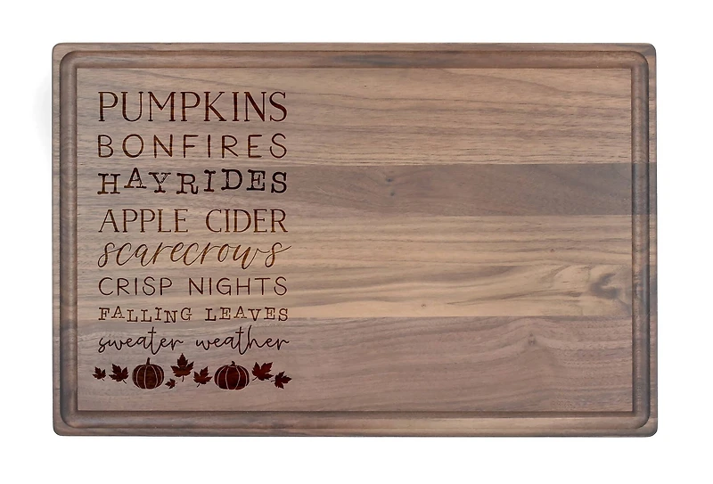 17" Autumn Things Walnut Cutting Board