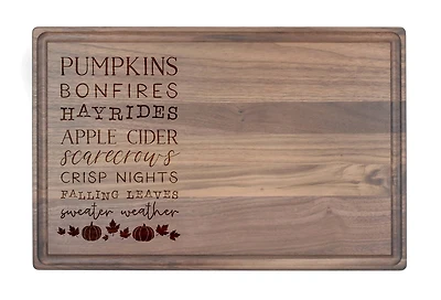 17" Autumn Things Walnut Cutting Board
