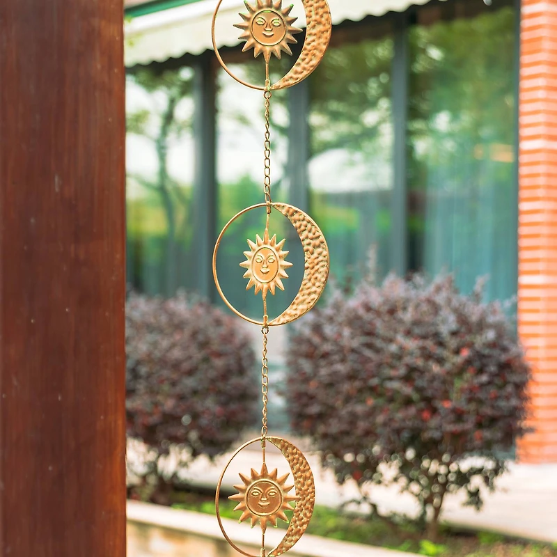 Glitzhome® 8.5ft. Faux Copper Patina Finish Sun & Moon Rain Chain