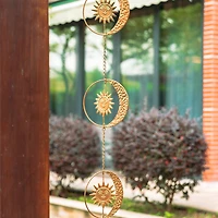 Glitzhome® 8.5ft. Faux Copper Patina Finish Sun & Moon Rain Chain