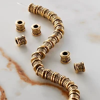 Antique Gold Metal Large Hole Tube Bead, 7.5mm by Bead Landing™