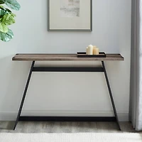 Walker Edison Gray Wash Faux Wrap Modern Industrial Entry Table