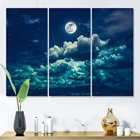 Designart - Full Moon In Cloudy Night Sky II