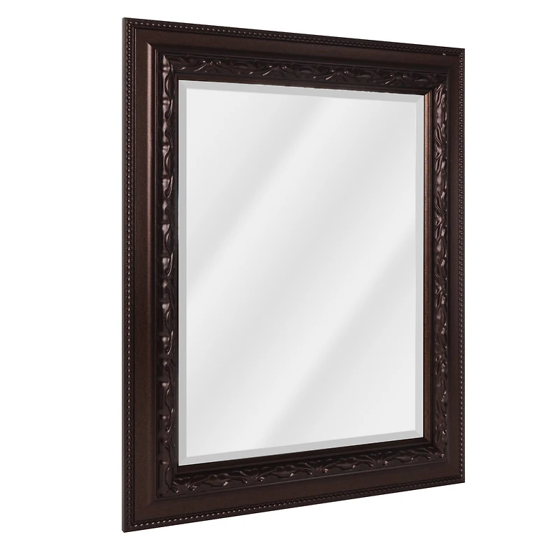 Head West® 36" Addyson Embossed Rich Brown Framed Beveled Wall Mirror