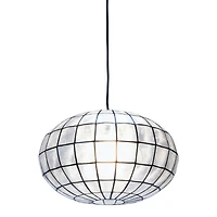 Hello Honey® 16" White Capiz Seashell & Black Oblong Ceiling Light