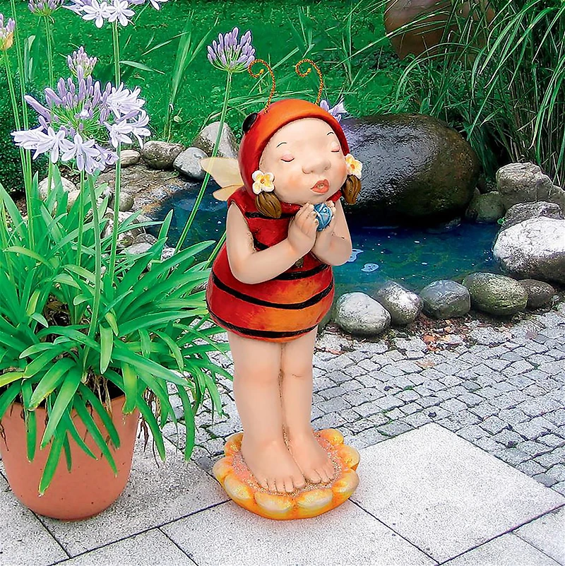 Design Toscano 21.5" Sarah the Lady Bug Fairy Garden Helper Statue