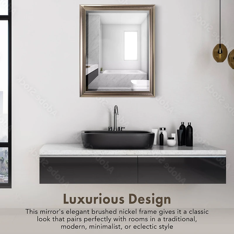 Head West Brushed Nickel Framed Wall Mirror