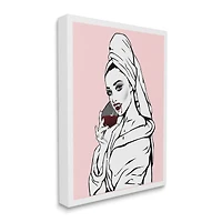 Stupell Industries Pink Vampire Fashionista Drinking Wine Canvas Wall Art