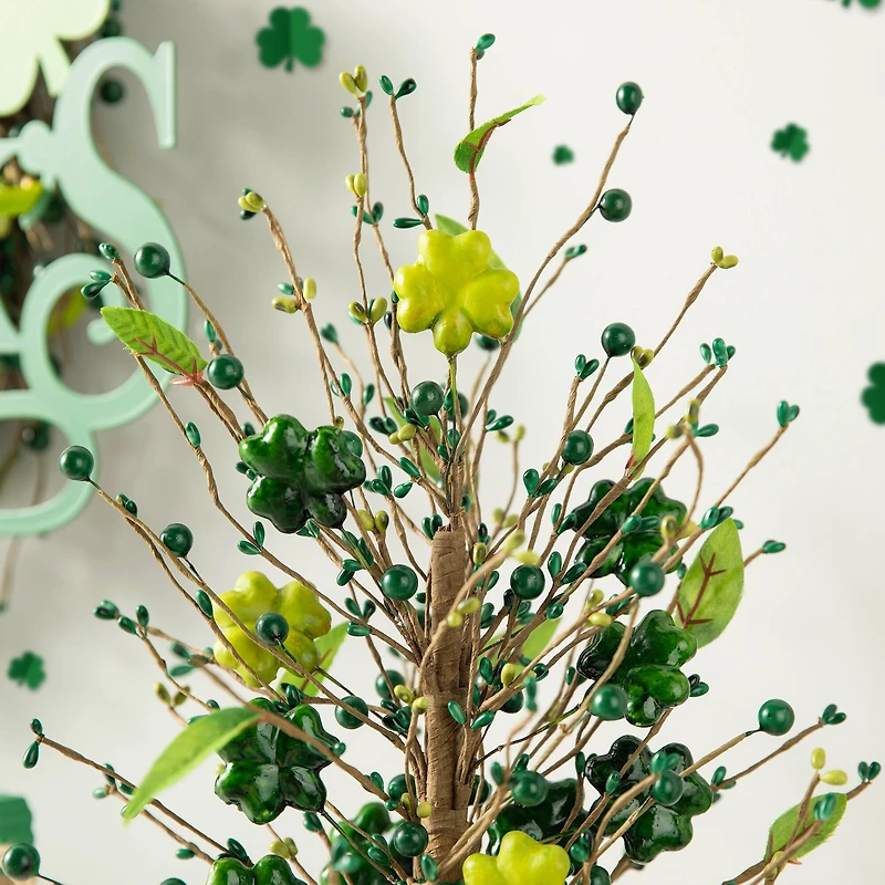 Glitzhome® 18" St Patrick's Shamrock and Berry Table Tree