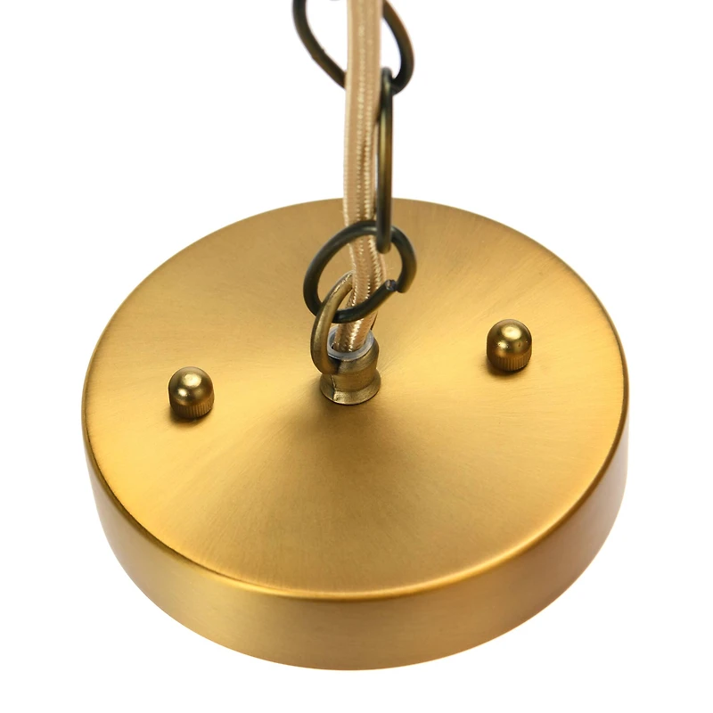 Hello Honey® 16" Brown Coastal Pendant Lamp with Natural Paper Rope Shade, Fringe Detail and Iron Base