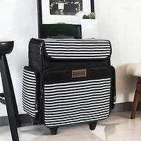 Everything Mary Black & White Stripe Rolling Scrapbook Storage Tote