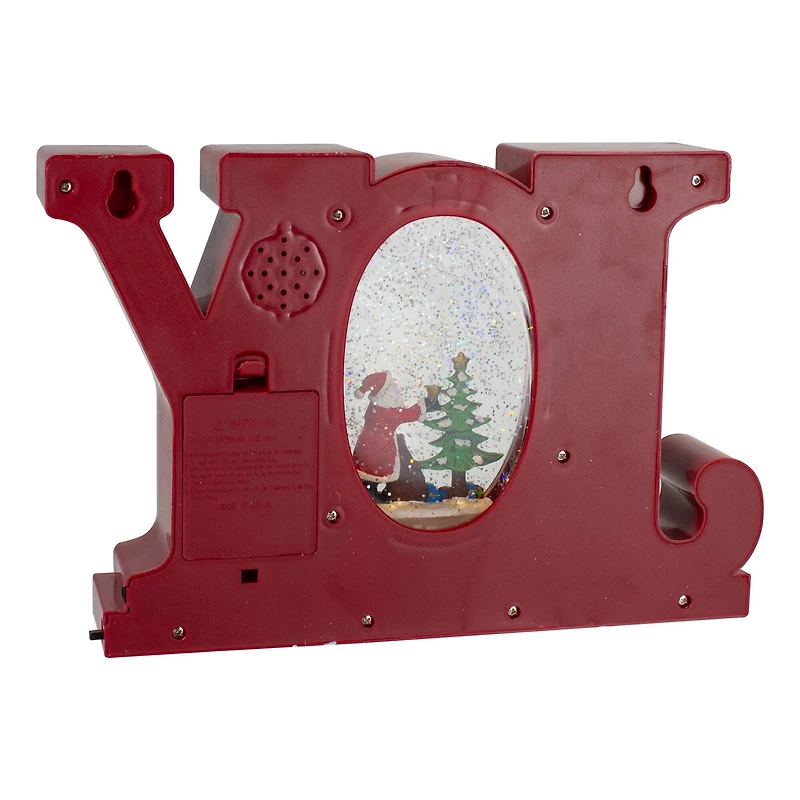 11" LED Lighted Red & Gold Joy Christmas Glitter Snow Globe