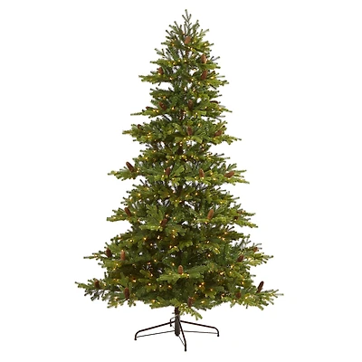 7.5ft. Pre-Lit Yukon Mountain Fir & Pinecones Artificial Christmas Tree with Clear Lights