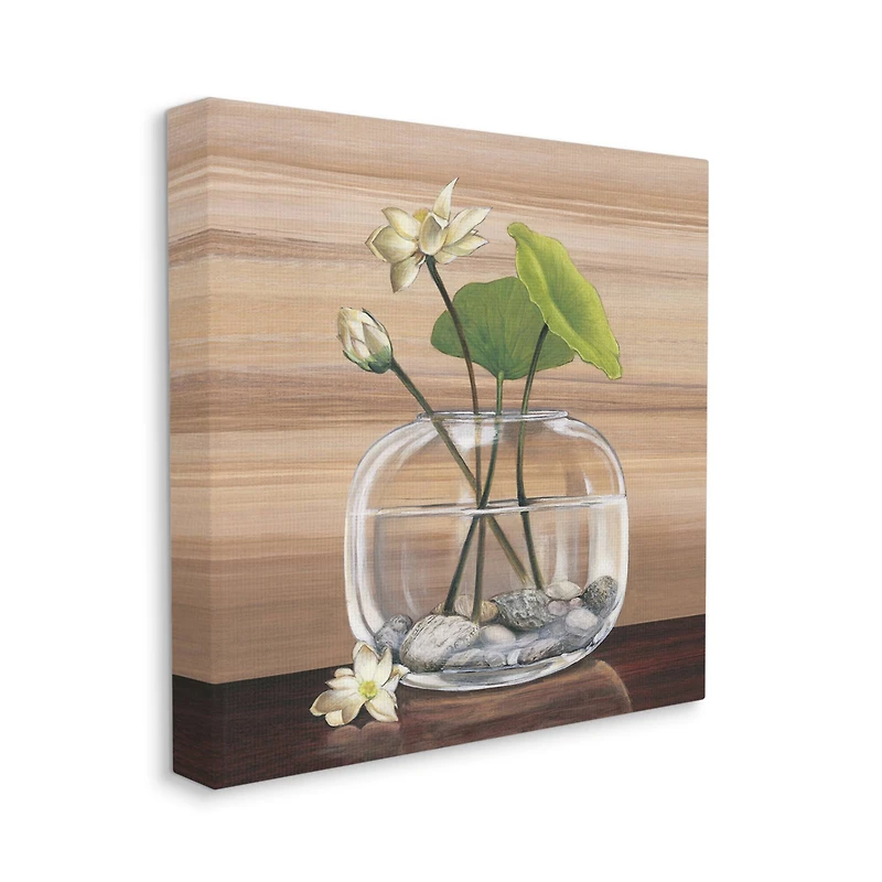 Stupell Industries White Water Lilies and Lilypad In Vase Still-Life Canvas Wall Art