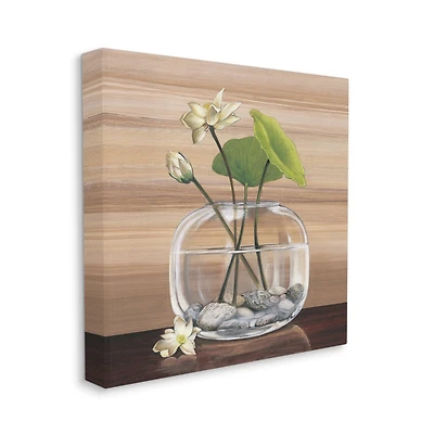 Stupell Industries White Water Lilies and Lilypad In Vase Still-Life Canvas Wall Art