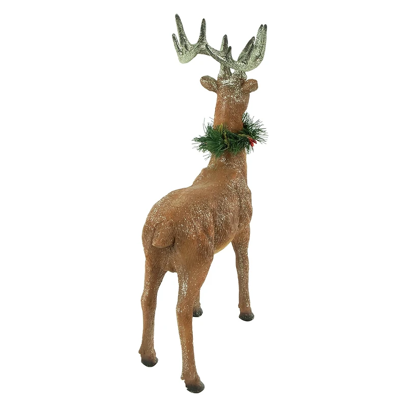 15.5" Glittered Brown Standing Christmas Decoration
