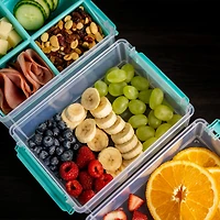 John Bead 8" Joy Filled Clear & Turquoise Stackable Storage With Handle