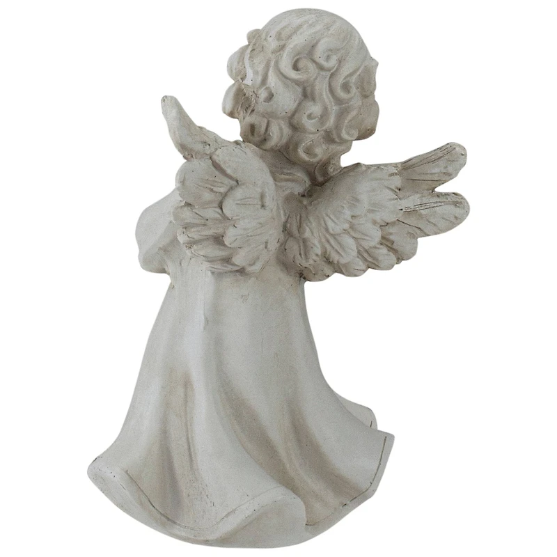 6.5" Angel Girl Holding Flower Outdoor Garden Statue