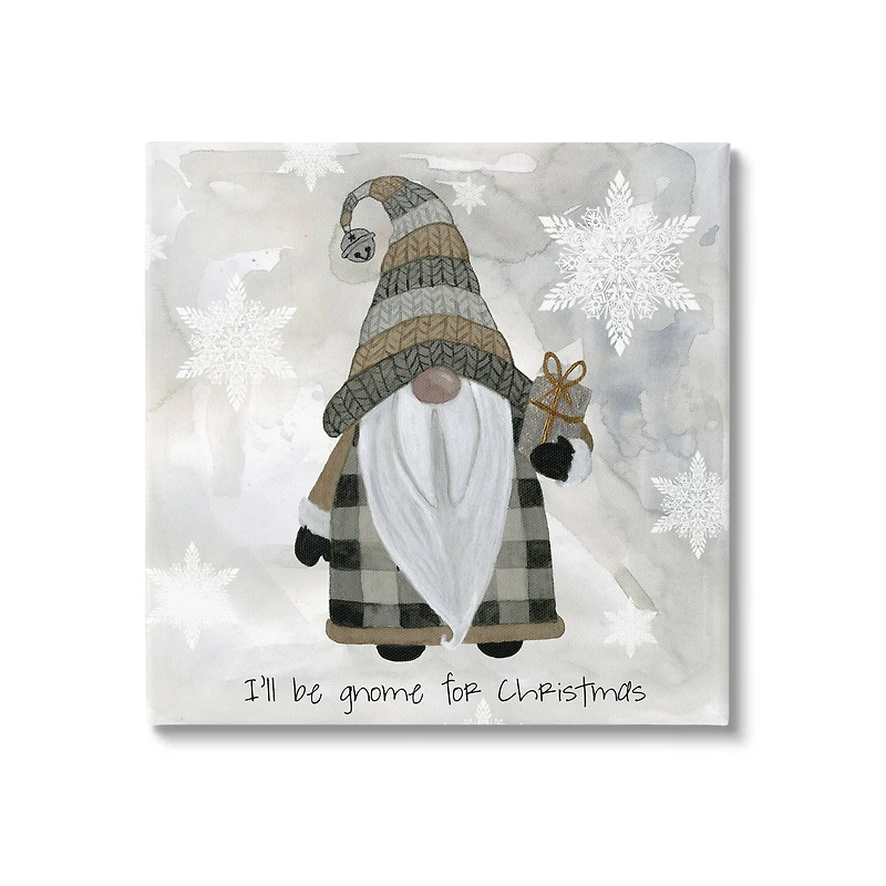 Stupell Industries Gnome For Christmas Phrase Canvas Wall Art