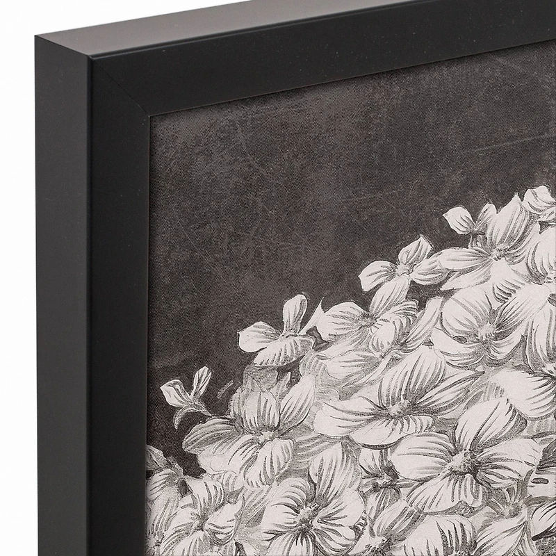 White Sketched Hydrangeas Black Framed Canvas