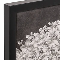White Sketched Hydrangeas Black Framed Canvas
