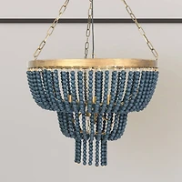 Hello Honey® 25.5" Iron Pendant Light With Blue Wood Beads