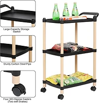Black 3-Tier Utility Cart with Wheels