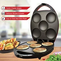Brentwood Red 1200 Watt 5-Piece Nonstick Arepa Maker